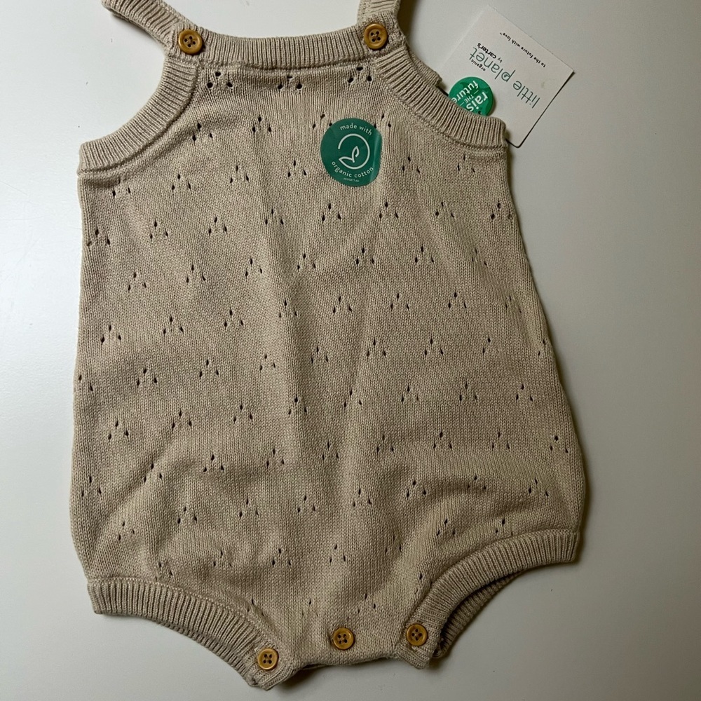 Carters‎ Little Planet Beige Knit Romper NWT